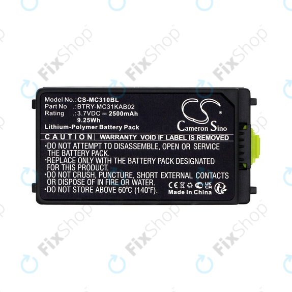 Batteria per Symbol, Zebra MC3100, MC3190, BTRY-MC31KAB02, Li-Pol, 2500mAh, 3.7V, HQ