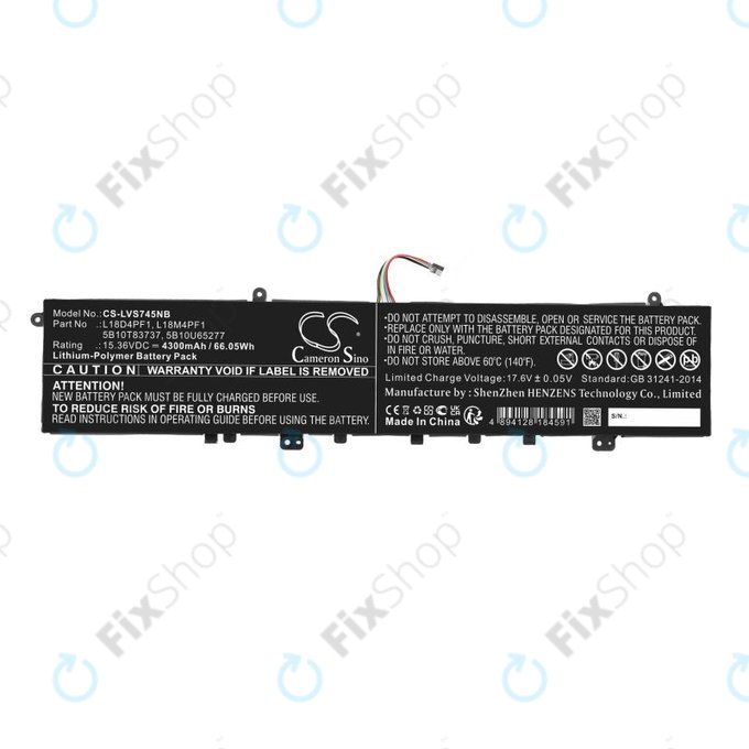 Batteria per Lenovo Yoga, L18D4PF1, Li-Pol, 4300mAh, 15.36V, HQ