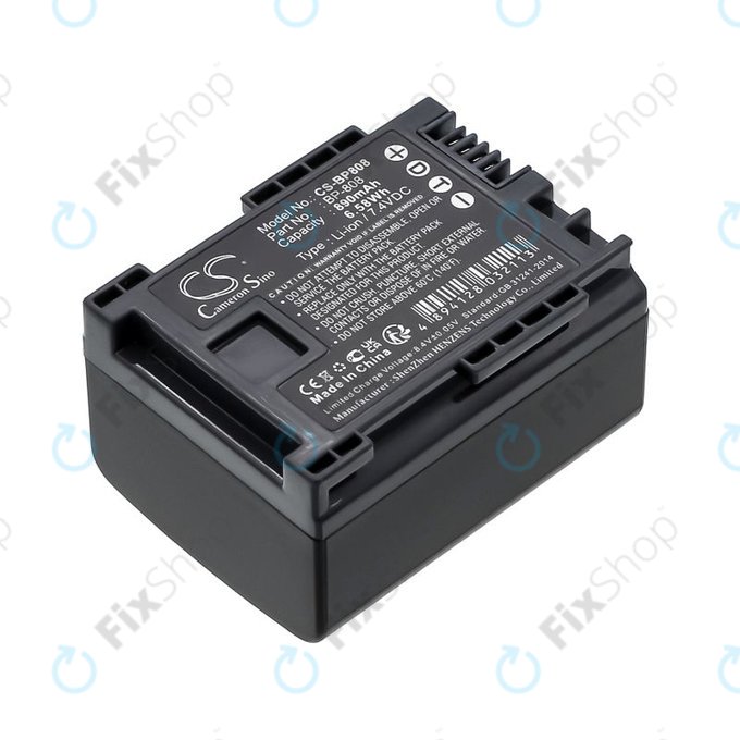 Batteria per Canon FS10, FS11, FS100, BP-808, Li-Ion, 890mAh, 7.4V, HQ