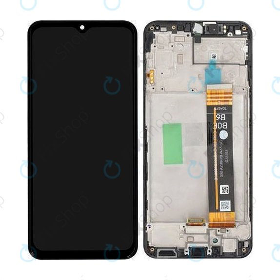 Schermo per Samsung A23 5G A236B, Black, Vetro touch con cornice, GH82-29734A, GH82-29735A, Genuine Service Pack
