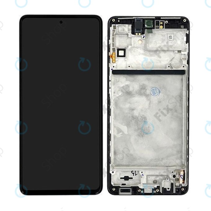 Schermo per Samsung M53 5G M536B, Black, Vetro touch con cornice, GH82-28812A, GH82-28895A, Genuine Service Pack
