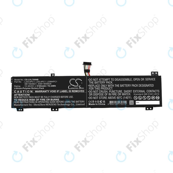 Batteria per Lenovo Legion 5, 5 Pro, 7, 7i, R7000p, L20C4PC1, Li-Pol, 5100mAh, 15.36V, HQ