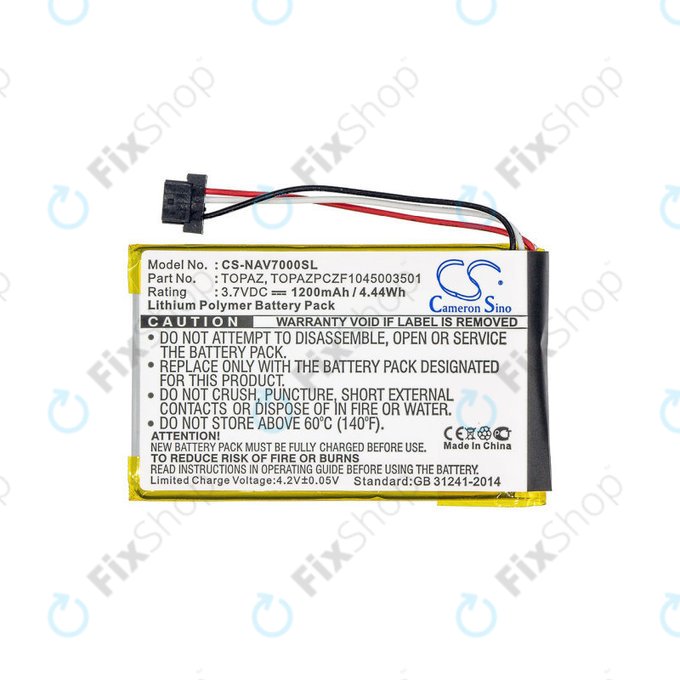 Batteria per Navigon 70, Topaz, Li-Pol, 1200mAh, 3.7V, HQ