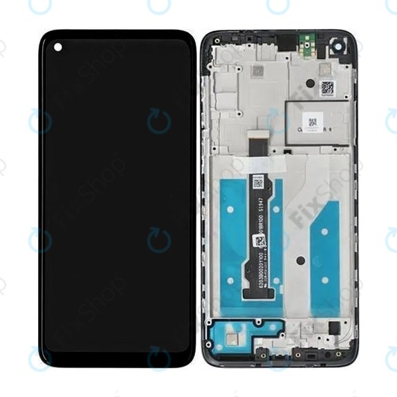 Schermo per Motorola Moto G8 XT2045, Black, Vetro touch con cornice, 5D68C16383, Genuine Service Pack