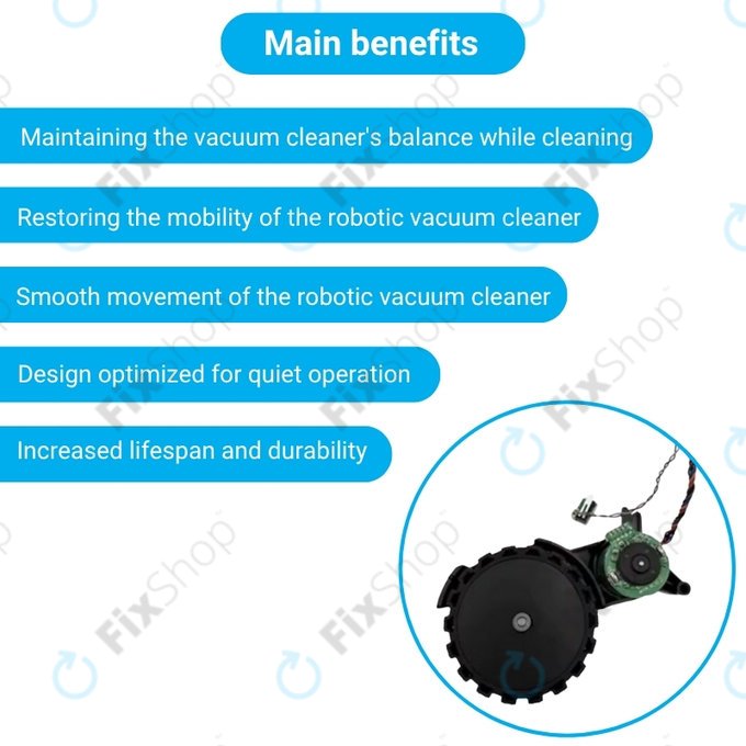 Ruota con motore (destra) per Xiaomi Robot Vacuum X10, Dreame Z10 Pro, L10 Plus, D10 Plus, Black