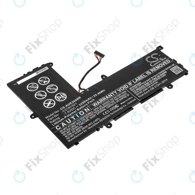 Batteria per Asus VivoBook E200, L200, Eeebook X206, C21N1521, Li-Pol, 3350mAh, 7.6V, HQ