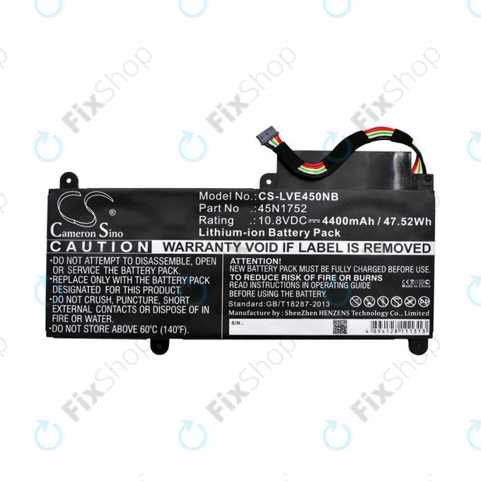 Batteria per Lenovo ThinkPad E450, E455, E460, E465, T470p, ThinkPad Edge E450 i7, 45N1752, Li-Ion, 4400mAh, 10.8V, HQ