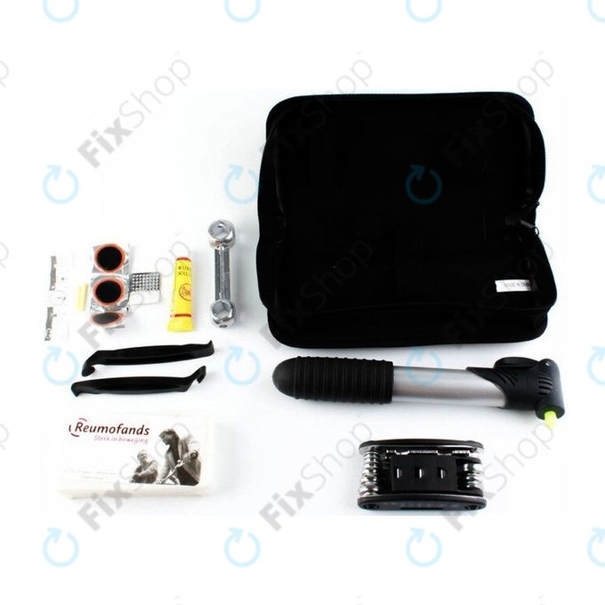 Kit di strumenti multifunzionale con pompa ad aria, kit pneumatici, chiave, leve e cacciavite 16in1