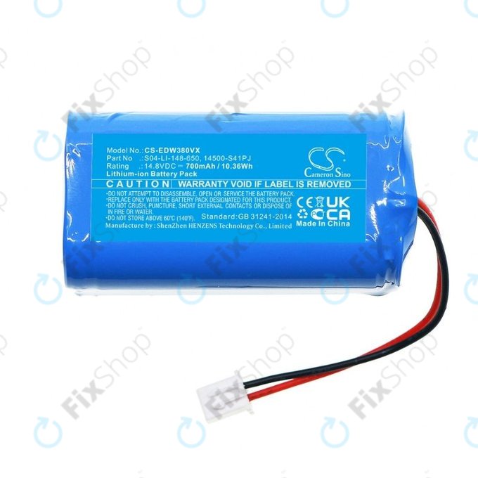 Batteria per Ecovacs Winbot W-seriess, S04-LI-148-650, 14500-S41PJ, Li-Ion, 700mAh, 14.8V, HQ