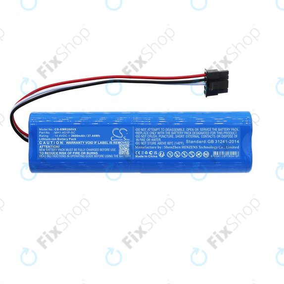 Batteria per Xiaomi Mi Robot Vacuum Mop Pro (P), 2 (Mijia 2C), Viomi V2 Pro, Proscenic LDS M7, STYJ02YM, MH1-4S1P-SC, Li-Ion, 2600mAh, 14.4V, HQ