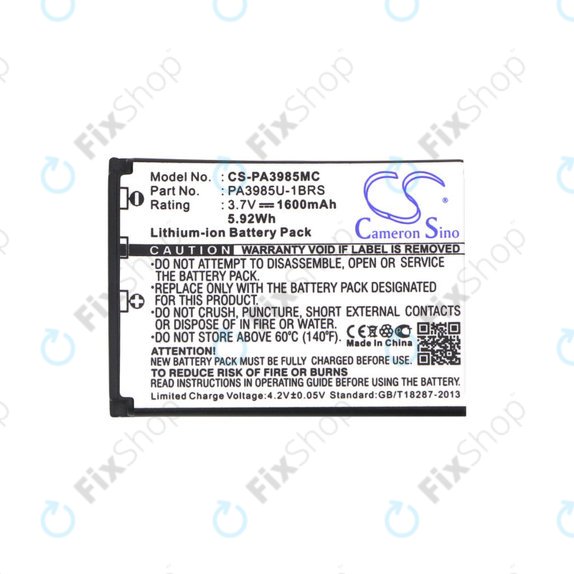 Batteria per Toshiba Camileo X200, X400, PA3985, Li-Ion, 1600mAh, 3.7V, HQ