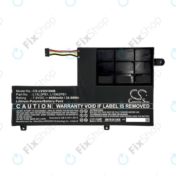 Batteria per Lenovo Yoga 510 14, Yoga 510 15, L15L2PB1, Li-Pol, 4600mAh, 7.6V, HQ
