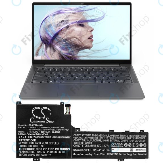 Batteria per Lenovo Yoga S740 14, IdeaPad S740-14IIL, L19L4PD2, Li-Pol, 3950mAh, 15.36V, HQ