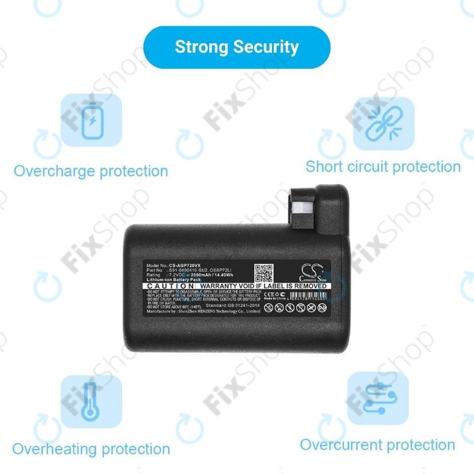Batteria per AEG RX-seriess, Electrolux E, P-seriess, S91-0400410-SU2, OSBP72LI, OSBP72LI25, Li-Ion, 2000mAh, 7.2V, HQ