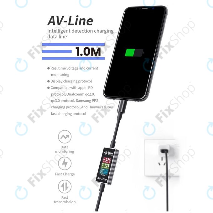 Cavo di ricarica con rilevamento intelligente da USB-C a USB-C, AV-Line