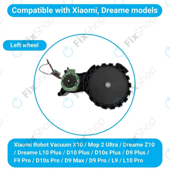 Ruota con motore (sinistra) per Xiaomi Robot Vacuum X10, Dreame Z10 Pro, L10 Plus, D10 Plus, Black