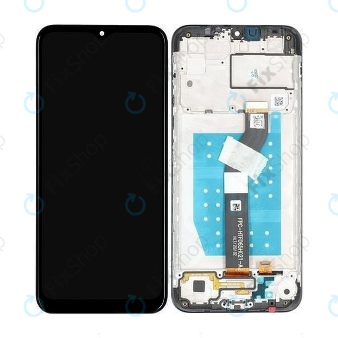 Schermo per Motorola Moto G8 Power Lite, Black, Vetro touch con cornice, 5D68C16532, 55D68C18031, Genuine Service Pack