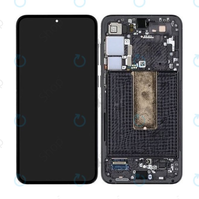 Schermo per Samsung S23 Plus S916B, Phantom Black, Vetro touch con cornice, GH82-30478A, GH82-30476A, GH82-30477A, Genuine Service Pack