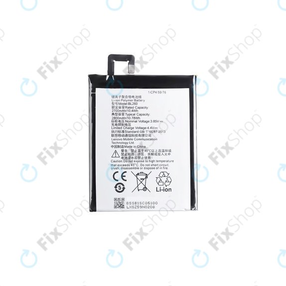 Batteria per Lenovo VIBE S1 Lite, BL260, 2800mAh