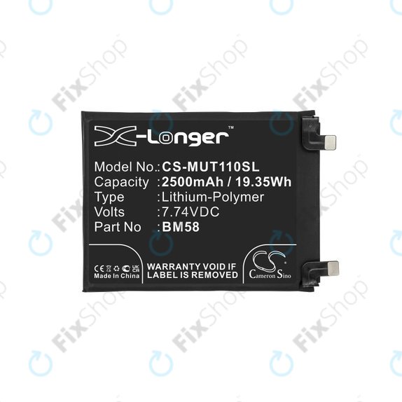 Batteria per Xiaomi 11T Pro, 2500mAh, Li-Pol, 7.74 V, BM58, HQ