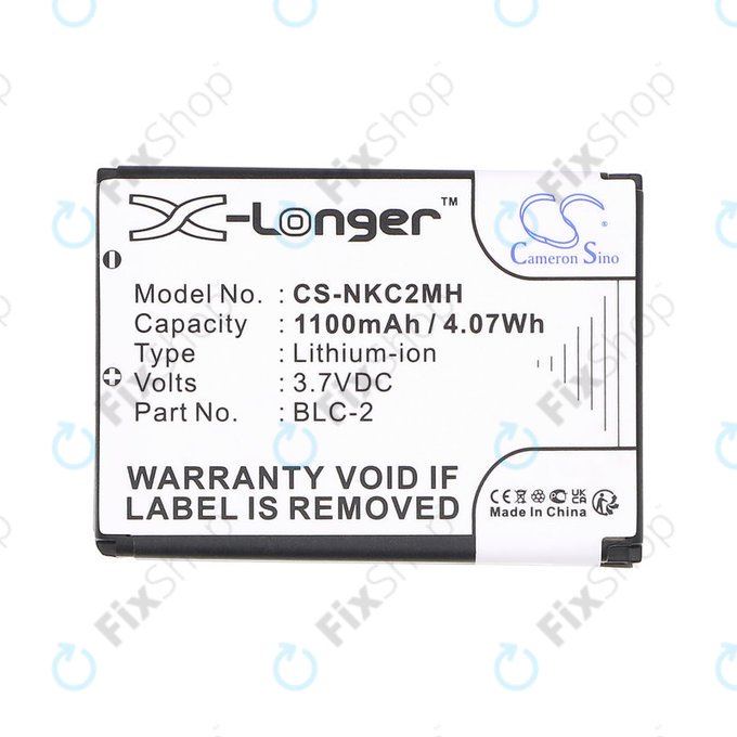 Batteria per Nokia 3310, 3330, 1220, 1260, 3560, 5510, 6650, 6800, BLC-2, Li-ion, 3.7V, 1100mAh, HQ