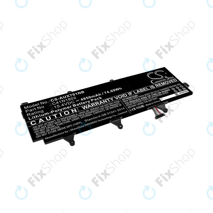Batteria per Asus Zephyrus Gx701, Rog Zephyrus S Gx701, Rog Gx701, C41N1802, Li-Pol, 4850mAh, 15.4V, HQ