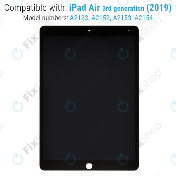 Schermo LCD per iPad Air (3rd Gen 2019), Black, Vetro touch senza cornice, Refurbished