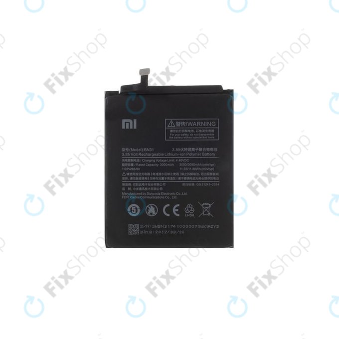 Batteria per Xiaomi Redmi Note 5A, Redmi S2 (Redmi Y2), BN31, 46BN31G05014, 3080mAh, Genuine Service Pack