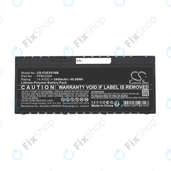 Batteria per Fujitsu Lifebook E4411, E448, E458, FPB0338S, Li-Pol, 3450mAh, 14.4V, HQ