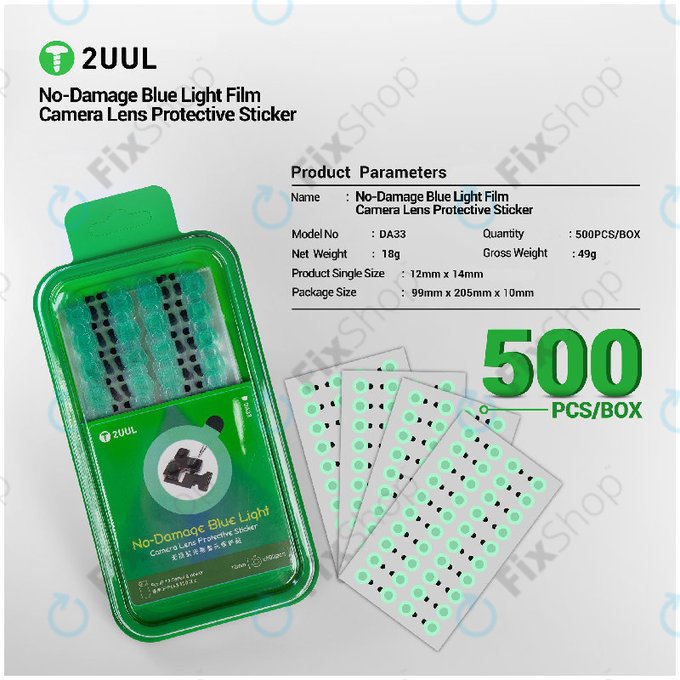 Adesivi protettivi anti luce blu per lente fotocamera 500 pz/confezione, 2UUL DA33