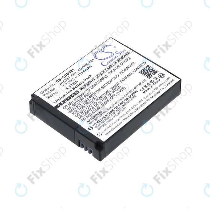 Batteria per GoPro HD Hero, Hero2, AHDBT-001, Li-Ion, 1100mAh, 3.7V, HQ