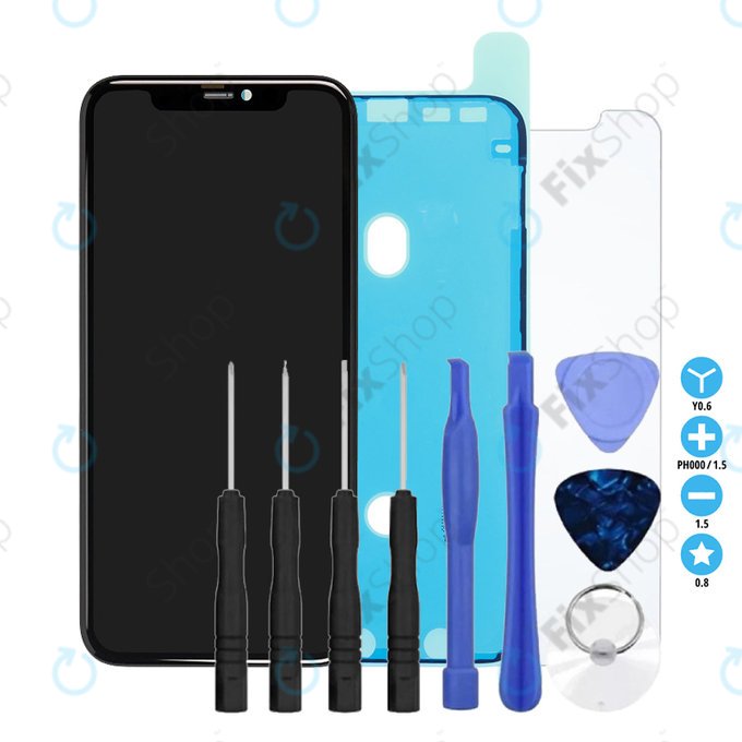 Schermo In-Cell HD+ per iPhone 11, Vetro touch con cornice, Adesivo (Adhesive), Vetro temperato, Kit di attrezzi