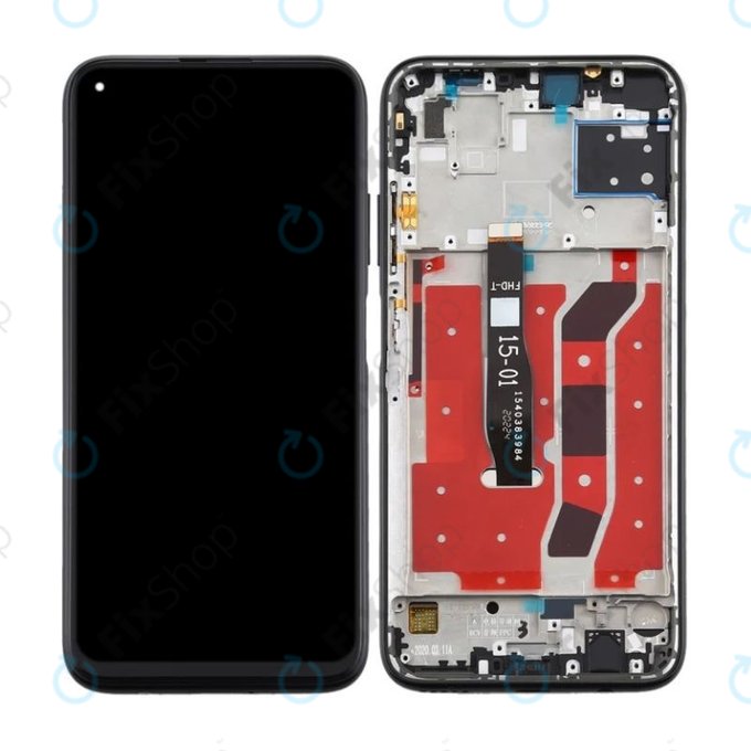 Schermo per Huawei P40 Lite, Midnight Black, Vetro touch con cornice