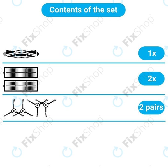 Set di ricambio per iRobot Roomba Combo 1138, Ecovacs Deebot Ozmo 930 (1x Spazzola principale, 2x Filtri, 2 coppie di spazzole laterali)