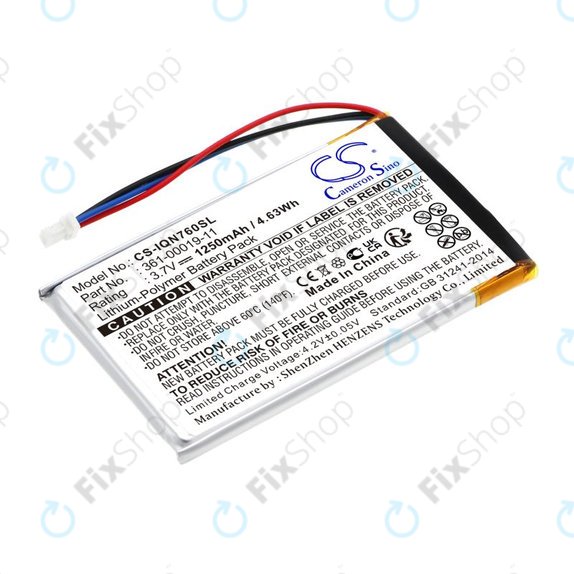 Batteria per Garmin Nüvi 700, 710, 760, 765, Nüvi 3590, 361-00019-11, Li-Pol, 1250mAh, 3.7V, HQ