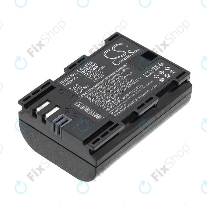 Batteria per Canon EOS 60D, 5D Mk II, 7D, LP-E6, Li-Ion, 1800mAh, 7.4V, HQ