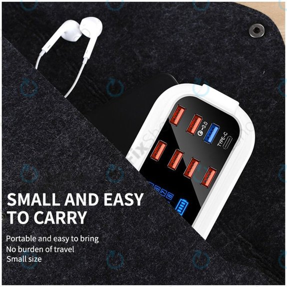 Stazione di ricarica USB con USB 3.0 e USB-C, Asometech Model E