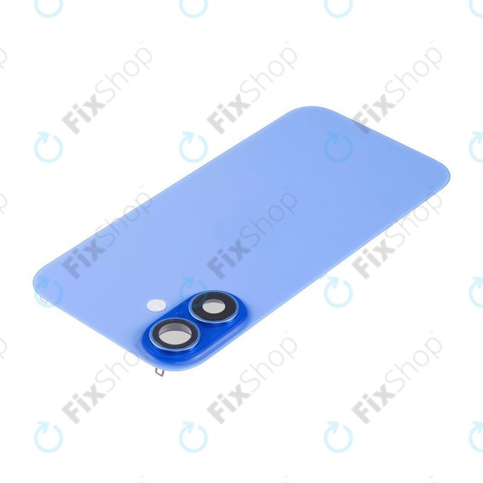 Vetro scocca posteriore per iPhone 16 Plus, Ultramarine, con lente fotocamera, piastra metallica e magnete MagSafe
