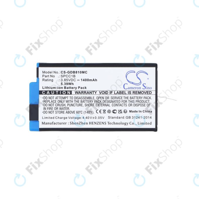 Batteria per GoPro Max, Max 360, Acbat-001, SPCC1B, Li-Ion, 1400mAh, 3.85V, HQ