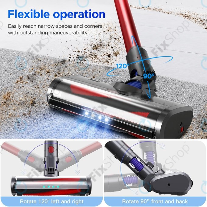 Spazzola pavimenti con luce LED per Dyson seriess V, Outsize