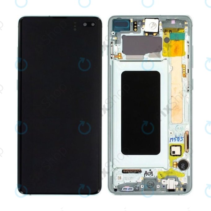 Schermo per Samsung S10 Plus G975F, Prism Green, Vetro touch con cornice, GH82-18849E, GH82-18834E, GH82-18857E, Genuine Service Pack