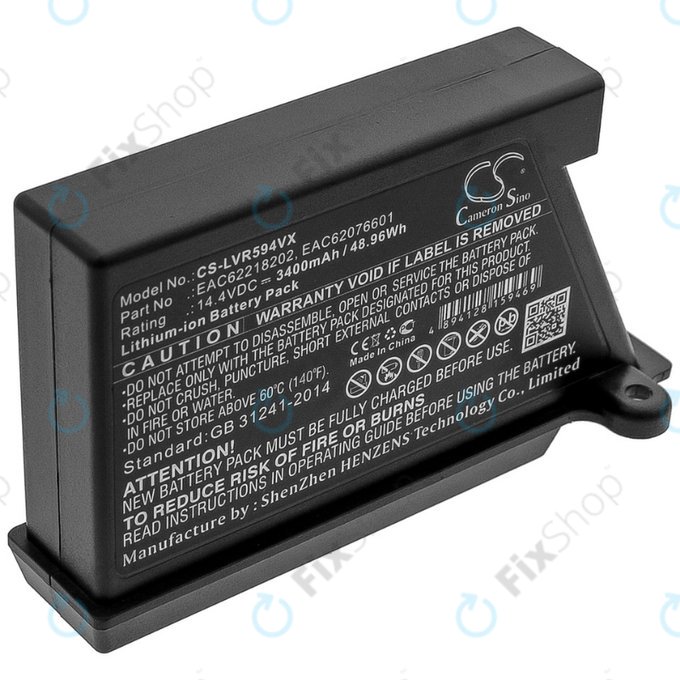 Batteria per LG HomBot-seriess, VR-seriess, EAC62218202, EAC62076601, Li-Ion, 3400mAh, 14.4V, HQ