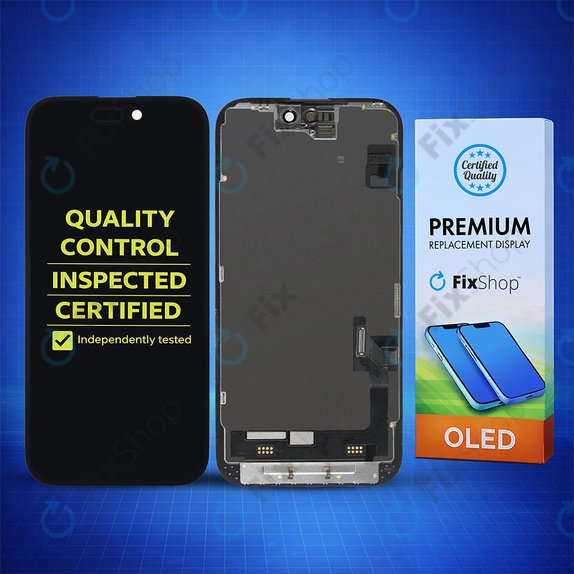 Schermo Hard OLED per iPhone 15, Vetro touch con cornice, FixPremium