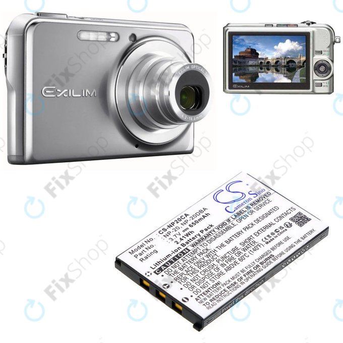 Batteria per Casio Exilim Card Ex-S880, NP-20, Li-Ion, 650mAh, 3.7V, HQ