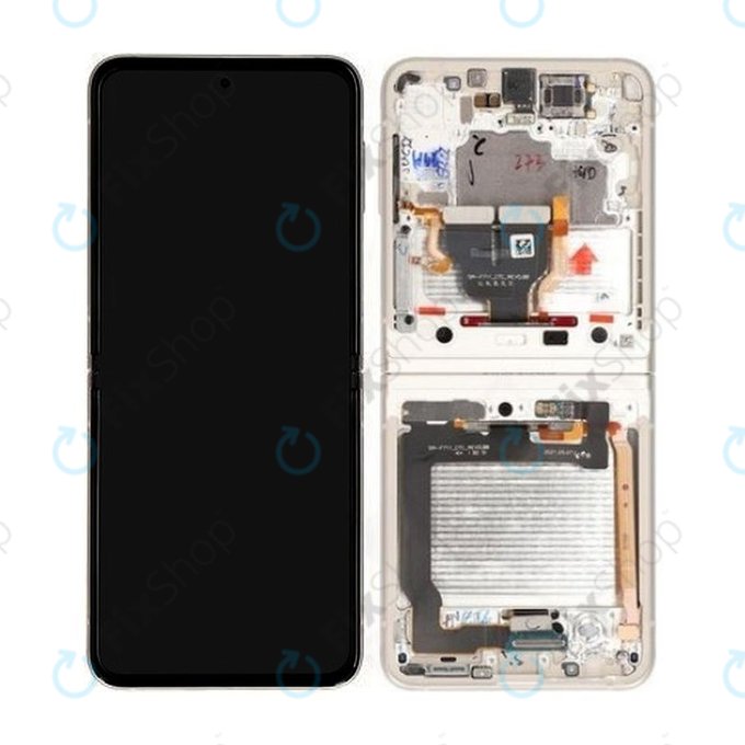 Schermo per Samsung Z Flip 3 F711B, Cream, Vetro touch con cornice, GH82-27243B, GH82-27244B, Genuine Service Pack