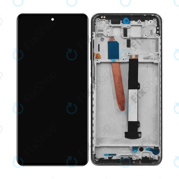 Schermo per Xiaomi Poco X3 NFC M2107J20CG, Shadow Grey, Vetro touch con cornice