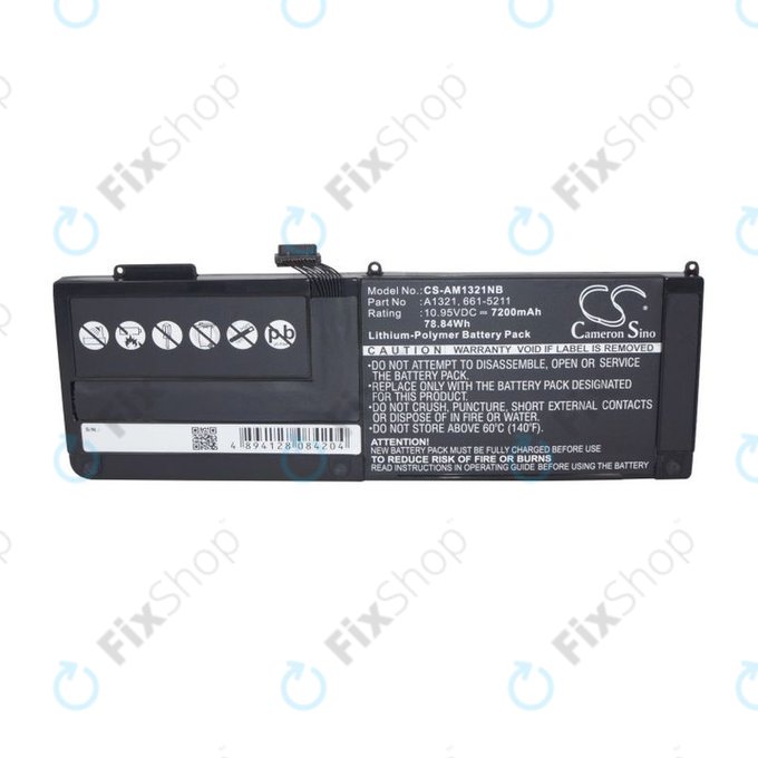 Batteria A1321 per MacBook Pro 15" A1286 (Mid 2009 - Mid 2010), 7200mAh, HQ