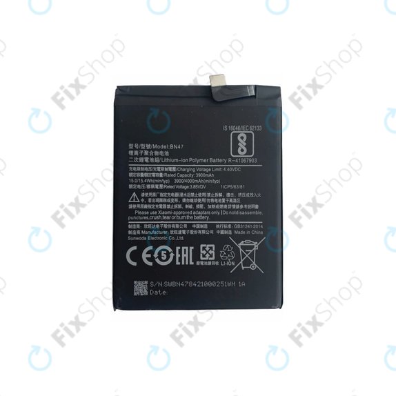 Batteria per Xiaomi Mi A2 Lite (Redmi 6 Pro), BN47, 4000mAh