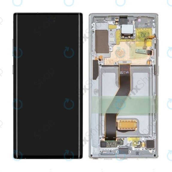 Schermo per Samsung Note 10 Plus, Aura White, Vetro touch con cornice, GH82-20838B, Genuine Service Pack