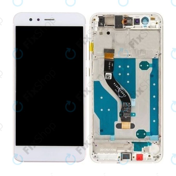 Schermo per Huawei P10 lite, Pearl White, Vetro touch con cornice